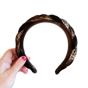 ALEXANDRE DE PARIS Brown & animal print braided velvet headband VINTAGE